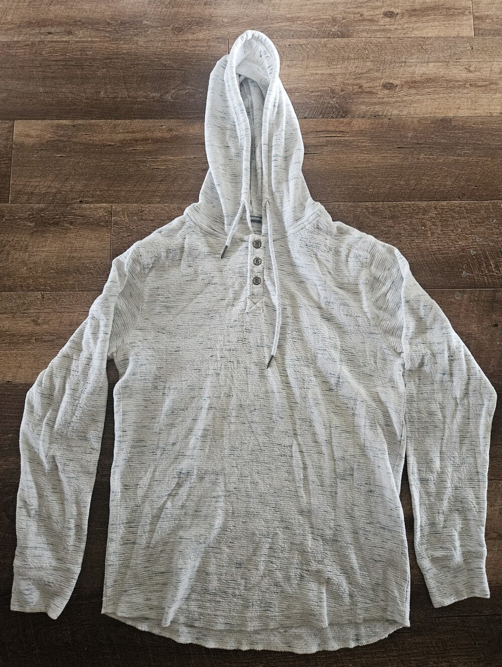 BKE White w/Grey Hooded Henley Sweatshirt - Mens Small